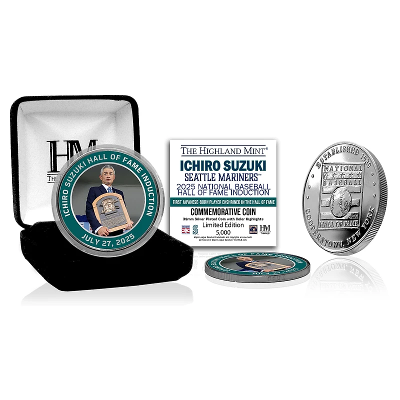 Highland Mint Ichiro Suzuki Seattle Mariners 2025 Baseball Hall of Fame Induction 39mm Silver Coin