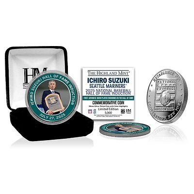 Highland Mint Ichiro Suzuki Seattle Mariners 2025 Baseball Hall of Fame Induction 39mm Silver Coin