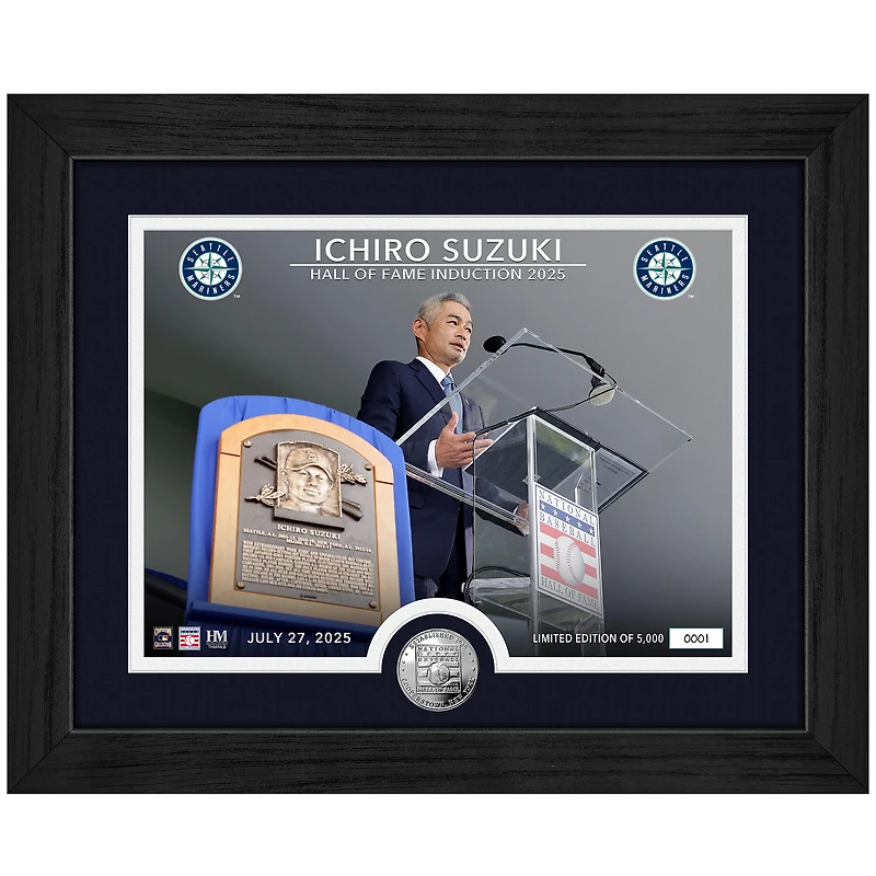 Highland Mint Ichiro Suzuki Seattle Mariners 2025 Baseball Hall of Fame Induction 13" x 16" Silver Coin Photo Mint