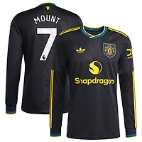 Men's adidas Mason Mount Black Manchester United 2025/26 Third Replica Long Sleeve Player Jersey