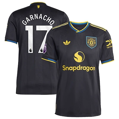 Men's adidas Alejandro Garnacho Black Manchester United 2025/26 Third Authentic Player Jersey