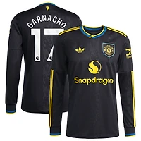 Men's adidas Alejandro Garnacho Black Manchester United 2025/26 Third Replica Long Sleeve Player Jersey