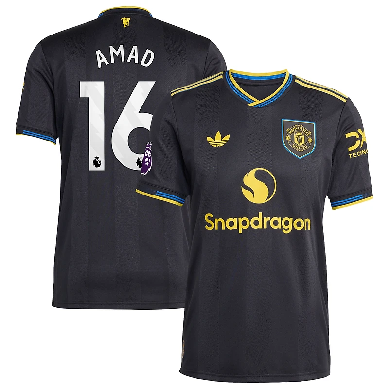Men's adidas Amad Diallo Black Manchester United 2025/26 Third Authentic Player Jersey