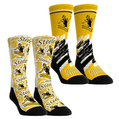 Unisex Rock Em Socks Pittsburgh Steelers Throwback Two-Pack Crew Set