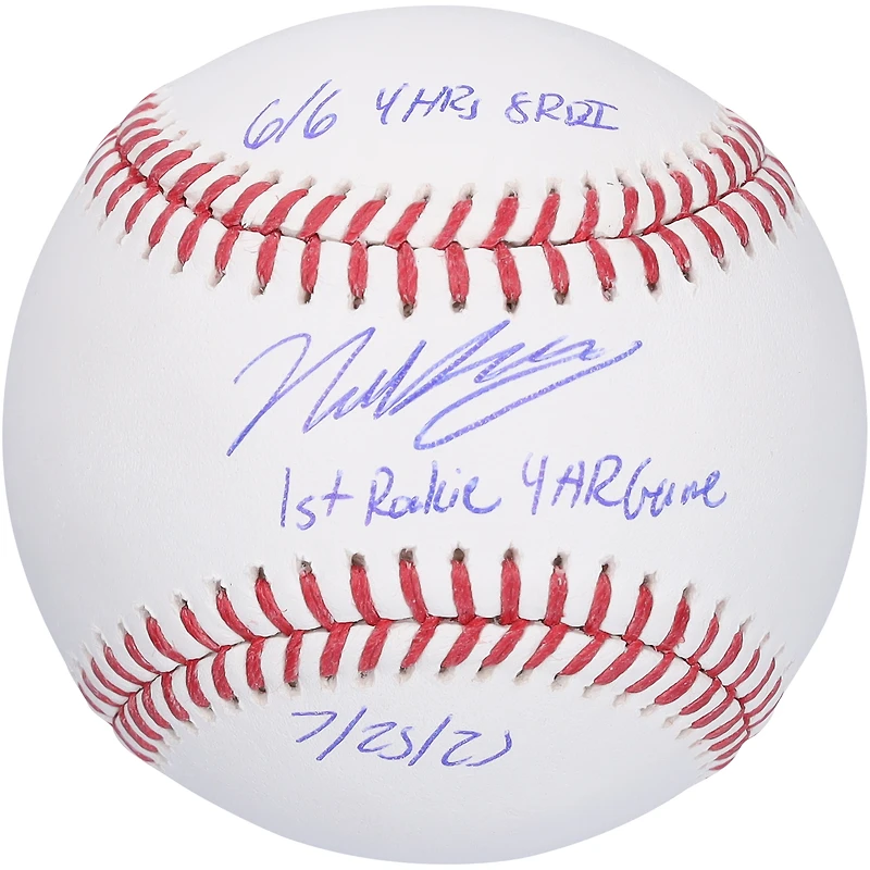 Nick Kurtz Athletics Autographed Baseball with Multiple 4 Home Run Game Inscriptions