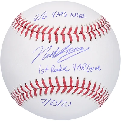 Nick Kurtz Athletics Autographed Baseball with Multiple 4 Home Run Game Inscriptions