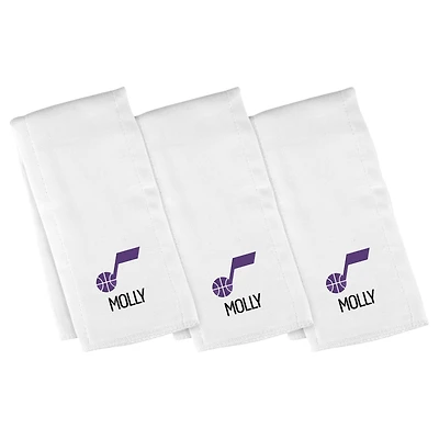 Infant Chad & Jake  White Utah Jazz Personalized Burp Cloth Three-Pack Set