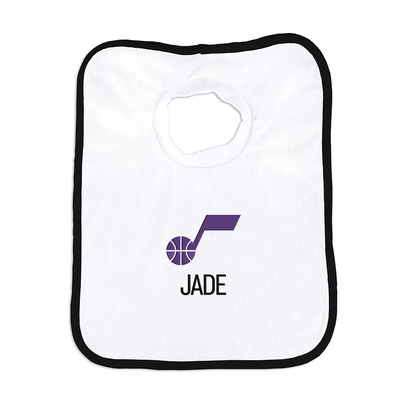 Infant Chad & Jake White Utah Jazz Personalized Bib