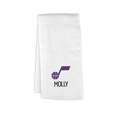 Infant Chad & Jake  White Utah Jazz Personalized Burp Cloth