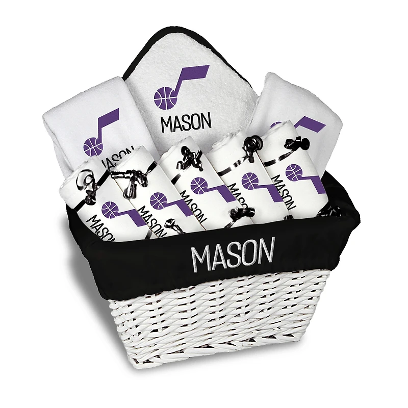 Infant Chad & Jake  White Utah Jazz Nine-Piece Personalized Large Gift Basket