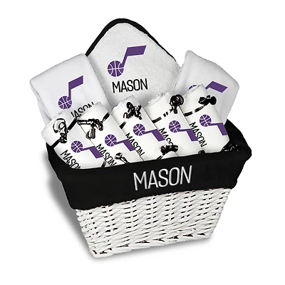 Infant Chad & Jake  White Utah Jazz Nine-Piece Personalized Large Gift Basket