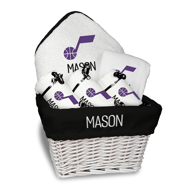 Infant Chad & Jake White Utah Jazz Six-Piece Personalized Medium Gift Basket
