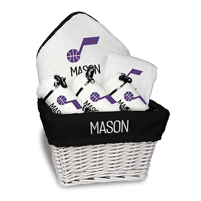 Infant Chad & Jake  White Utah Jazz Six-Piece Personalized Medium Gift Basket