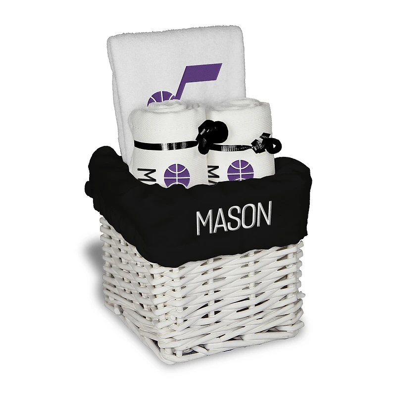 Infant Chad & Jake White Utah Jazz Four-Piece Personalized Small Gift Basket