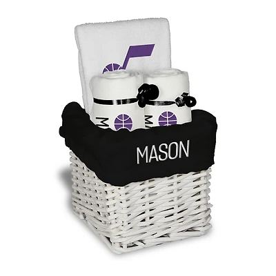 Infant Chad & Jake  White Utah Jazz Four-Piece Personalized Small Gift Basket