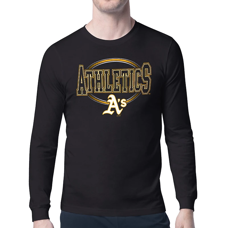 Men's Starter Black Athletics Team Track Graphic Long Sleeve T-Shirt