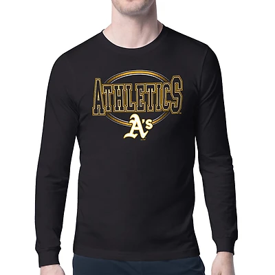 Men's Starter Black Athletics Team Track Graphic Long Sleeve T-Shirt