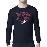 Men's Starter Navy Atlanta Braves Team Track Graphic Long Sleeve T-Shirt