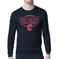 Men's Starter Navy Cleveland Guardians Team Track Graphic Long Sleeve T-Shirt