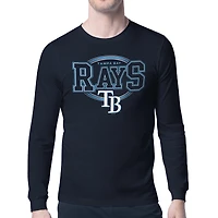 Men's Starter Navy Tampa Bay Rays Team Track Graphic Long Sleeve T-Shirt