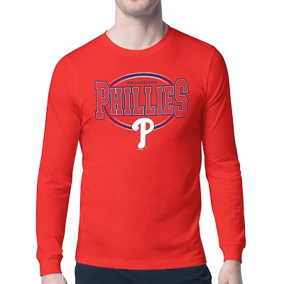 Men's Starter Red Philadelphia Phillies Team Track Graphic Long Sleeve T-Shirt