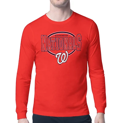 Men's Starter Red Washington Nationals Team Track Graphic Long Sleeve T-Shirt