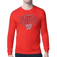 Men's Starter Red Washington Nationals Team Track Graphic Long Sleeve T-Shirt