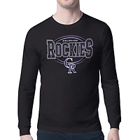 Men's Starter Black Colorado Rockies Team Track Graphic Long Sleeve T-Shirt