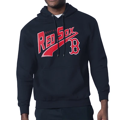 Men's Starter Navy Boston Red Sox Modern Tailsweep Fleece Tri-Blend Pullover Hoodie