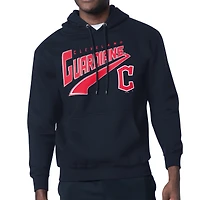 Men's Starter Navy Cleveland Guardians Modern Tailsweep Fleece Tri-Blend Pullover Hoodie