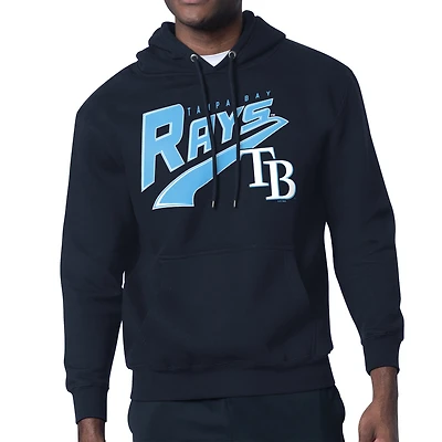 Men's Starter Navy Tampa Bay Rays Modern Tailsweep Fleece Tri-Blend Pullover Hoodie