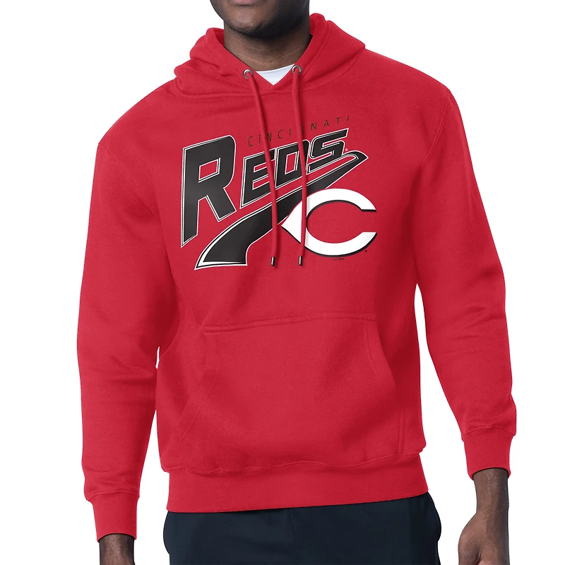 Men's Starter Red Cincinnati Reds Modern Tailsweep Fleece Tri-Blend Pullover Hoodie