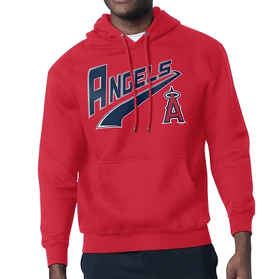 Men's Starter Red Los Angeles Angels Modern Tailsweep Fleece Tri-Blend Pullover Hoodie
