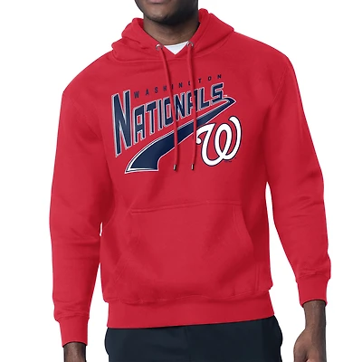 Men's Starter Red Washington Nationals Modern Tailsweep Fleece Tri-Blend Pullover Hoodie