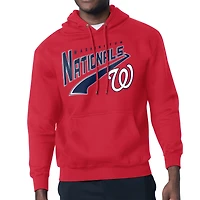 Men's Starter Red Washington Nationals Modern Tailsweep Fleece Tri-Blend Pullover Hoodie