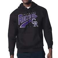 Men's Starter Black Colorado Rockies Modern Tailsweep Fleece Tri-Blend Pullover Hoodie