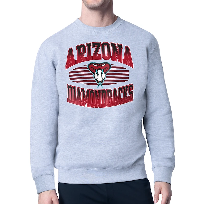 Men's Starter Heather Gray Arizona Diamondbacks Team Grit Graphic Fleece Pullover Sweatshirt