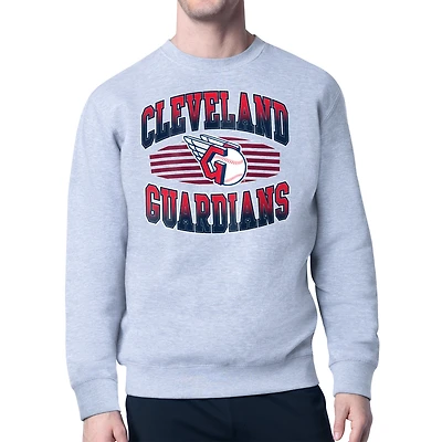 Men's Starter Heather Gray Cleveland Guardians Team Grit Graphic Fleece Pullover Sweatshirt