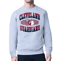 Men's Starter Heather Gray Cleveland Guardians Team Grit Graphic Fleece Pullover Sweatshirt