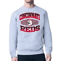 Men's Starter Heather Gray Cincinnati Reds Team Grit Graphic Fleece Pullover Sweatshirt