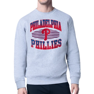 Men's Starter Heather Gray Philadelphia Phillies Team Grit Graphic Fleece Pullover Sweatshirt