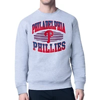 Men's Starter Heather Gray Philadelphia Phillies Team Grit Graphic Fleece Pullover Sweatshirt