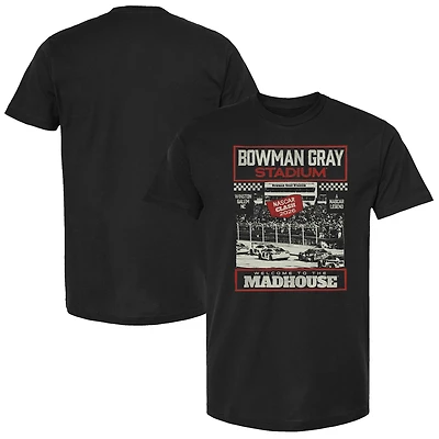 Men's Checkered Flag Sports  Black Bowman Gray Stadium 2026 NASCAR Clash Madhouse T-Shirt