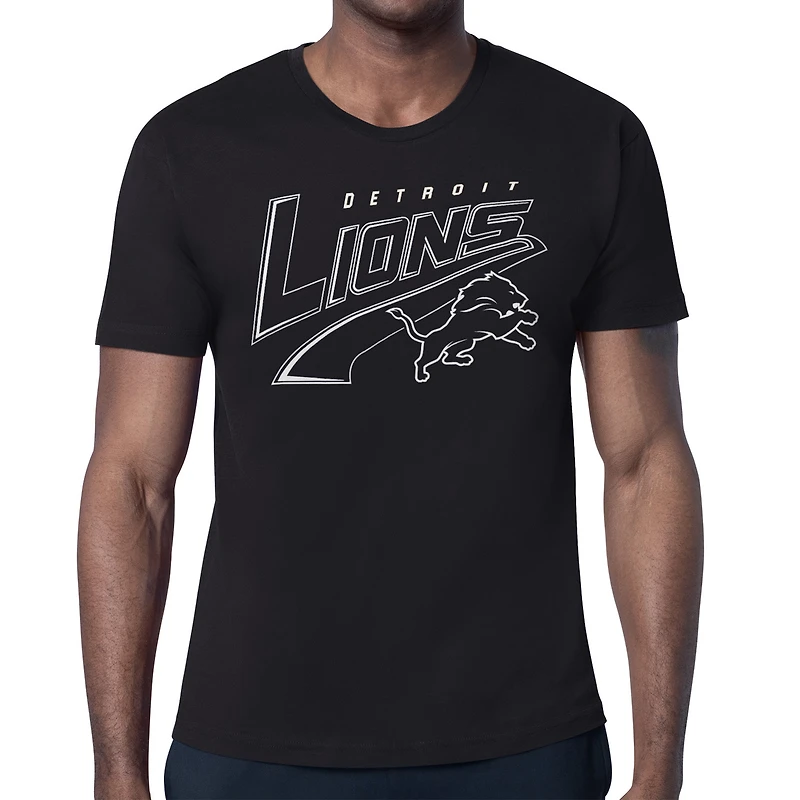 Men's Starter Black Detroit Lions Modern Tailsweep Graphic T-Shirt