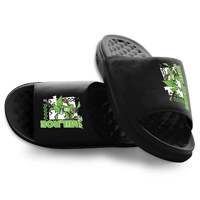 Youth ISlide Jalen Milroe Black Retro Collage Motive Slide Sandals