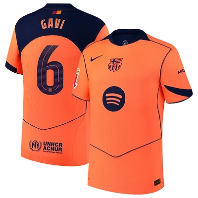 Men's Nike Gavi Orange Barcelona 2025/26 Third Authentic Player Jersey