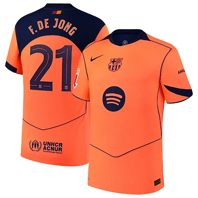 Men's Nike Frenkie de Jong Orange Barcelona 2025/26 Third Authentic Player Jersey
