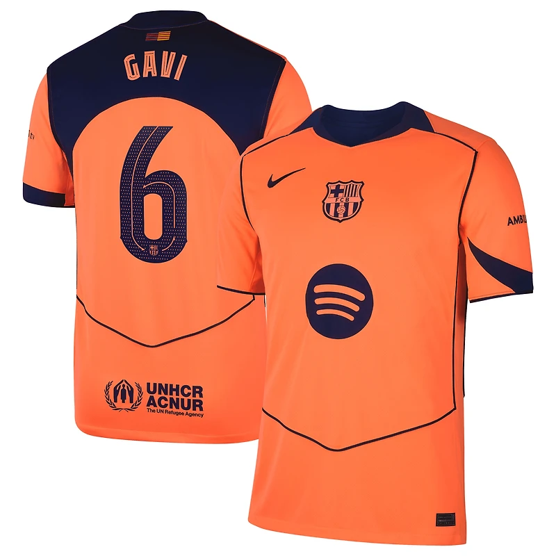 Men's Nike Gavi Orange Barcelona 2025/26 Third Replica Player Jersey