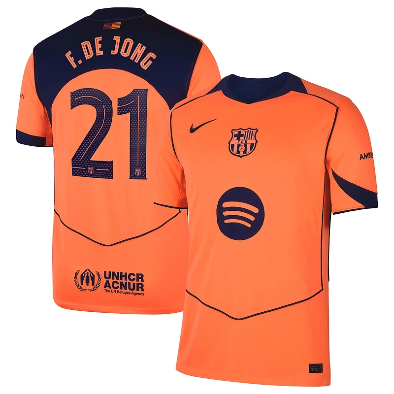 Men's Nike Frenkie de Jong Orange Barcelona 2025/26 Third Replica Player Jersey