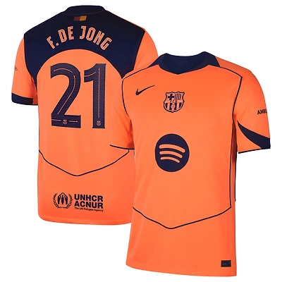 Men's Nike Frenkie de Jong Orange Barcelona 2025/26 Third Replica Player Jersey